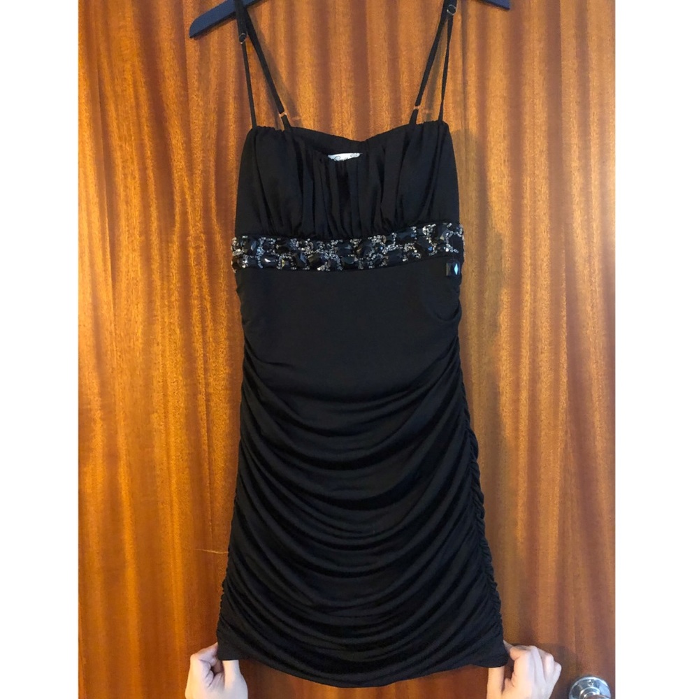 Ruched Black Party Dress